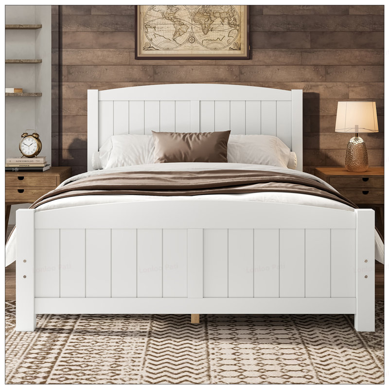 Full Solid Wood Platform Bed,, Full, White