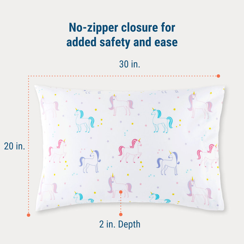 Taie d'oreiller pour enfant 100% coton Wildkin - douce, respirante et taille standard (20 x 30) - Licorne