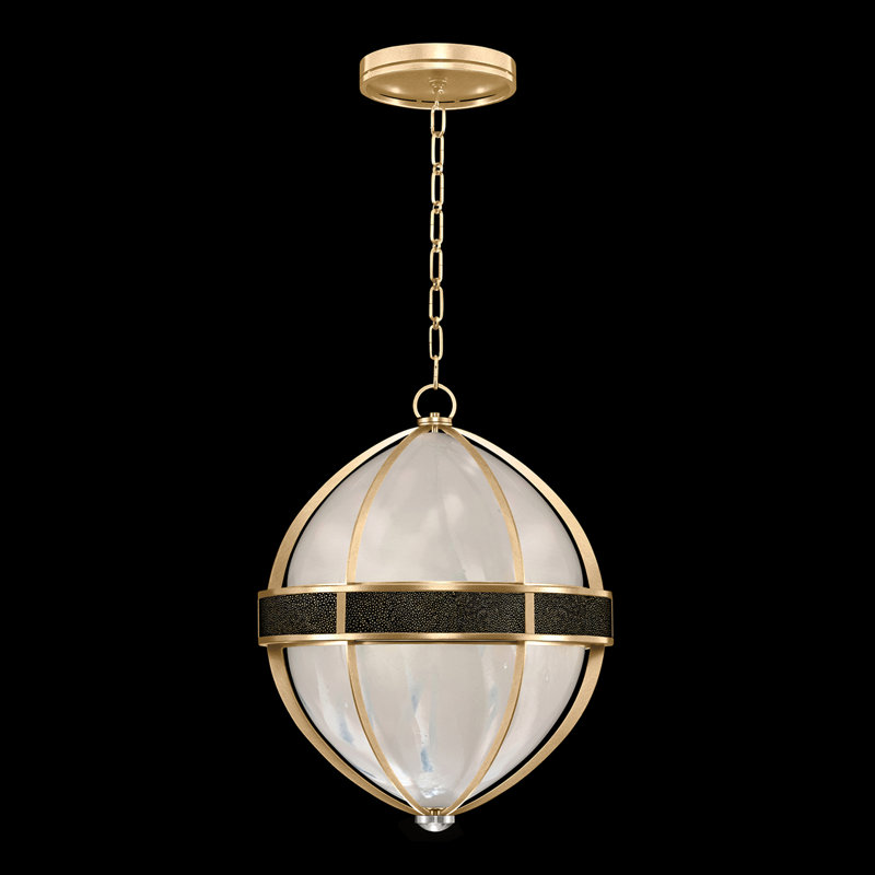 Luminaire suspendu rond l 18,75 po Mirage, Feuille d'or standard / nickel, Chevalier noir