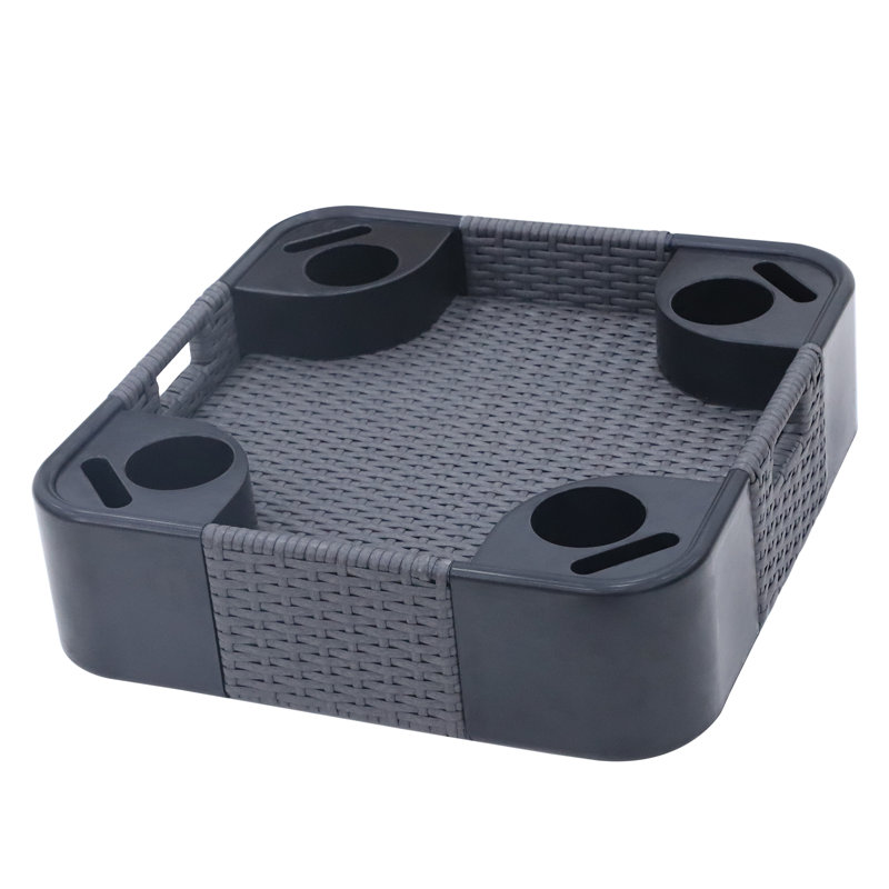Wicker Floating Tray, Serving Tray for Pool ,Hot Tub Floating Tray, Gray