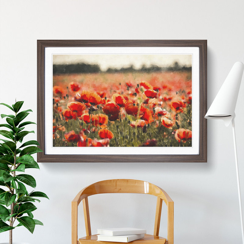 Field of Poppies Vol.1 - Framed Print, 27cm H x 36cm W x 2cm D, Walnut Framed