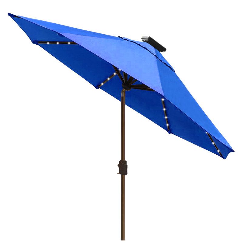 Parasol de marché Ayzah 9 pi avec 80 lumières DEL, Bleu