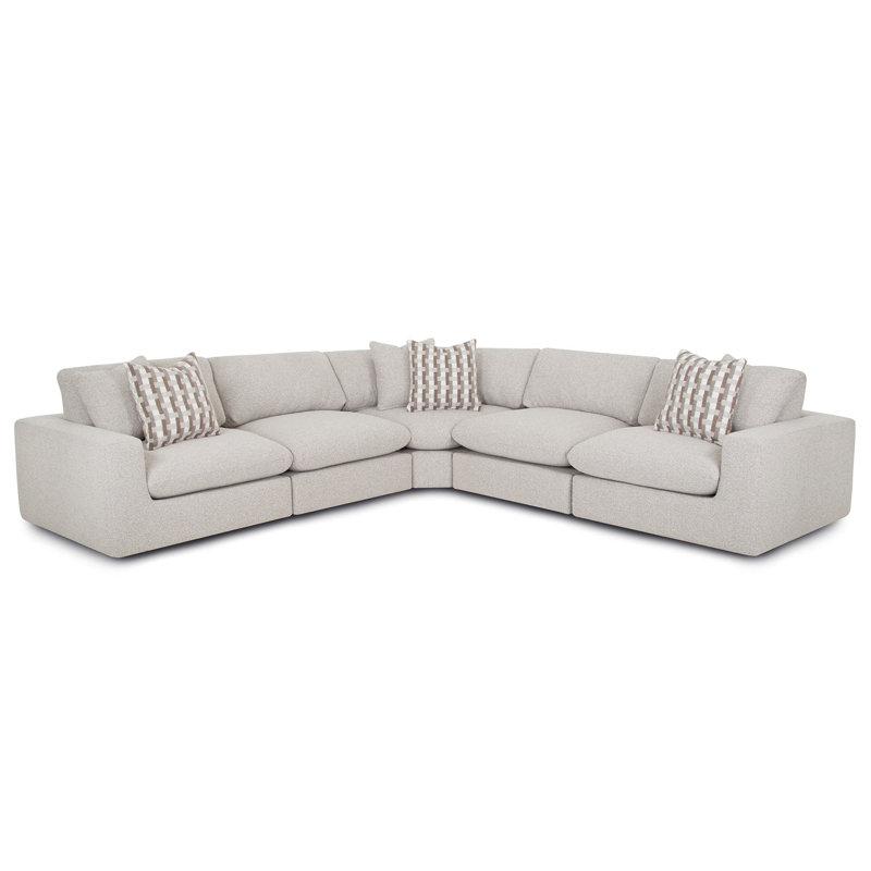 Canapé modulaire symétrique 5 pièces Bossley, Polyester gris