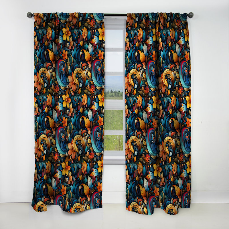 Morea - Rideau à motif floral - Rideau occultant à motif floral - 1 panneau, L 52 po x L 95 po
