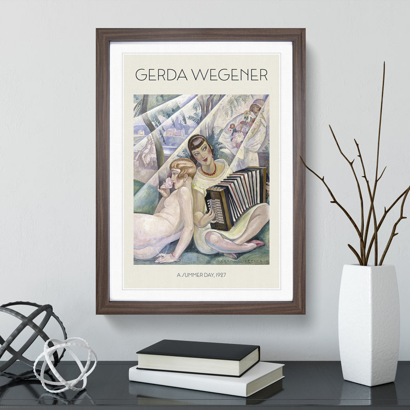 A Summers Day by Gerda Wegener - Picture Frame Painting, Walnut Framed, 48cm H x 36cm W x 2cm D