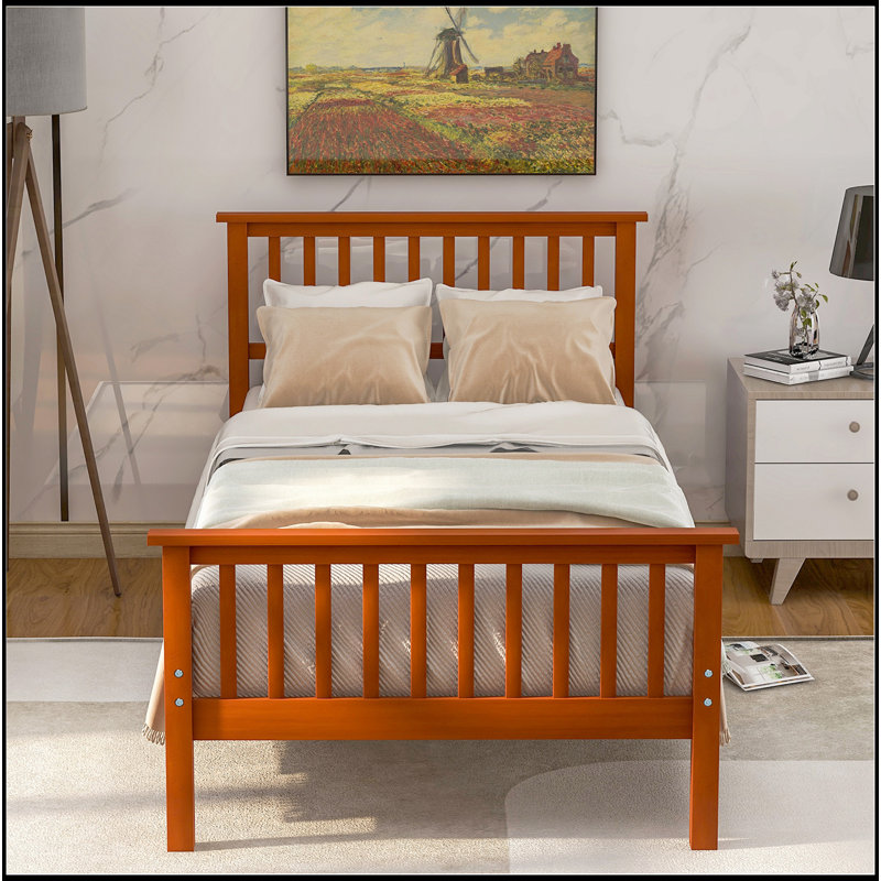 Lit plateforme en bois avec tête et pied de lit (chêne)