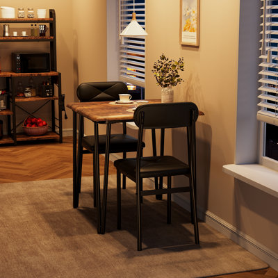 Ensemble de table de salle à manger de 2, petite table de cuisine avec chaises pour 2 avec chaises rembourrées, ensemble de table de salle à manger 3 pièces, ensemble de table de cuisine compacte pour petit espace