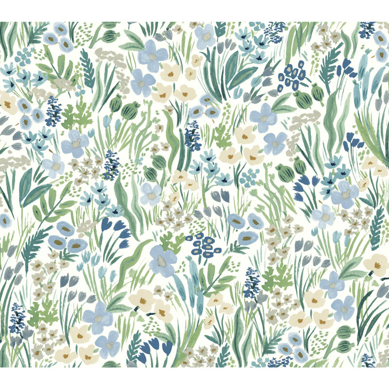 Lea Peel & Stick Wallpaper, Indigo/White/Pink
