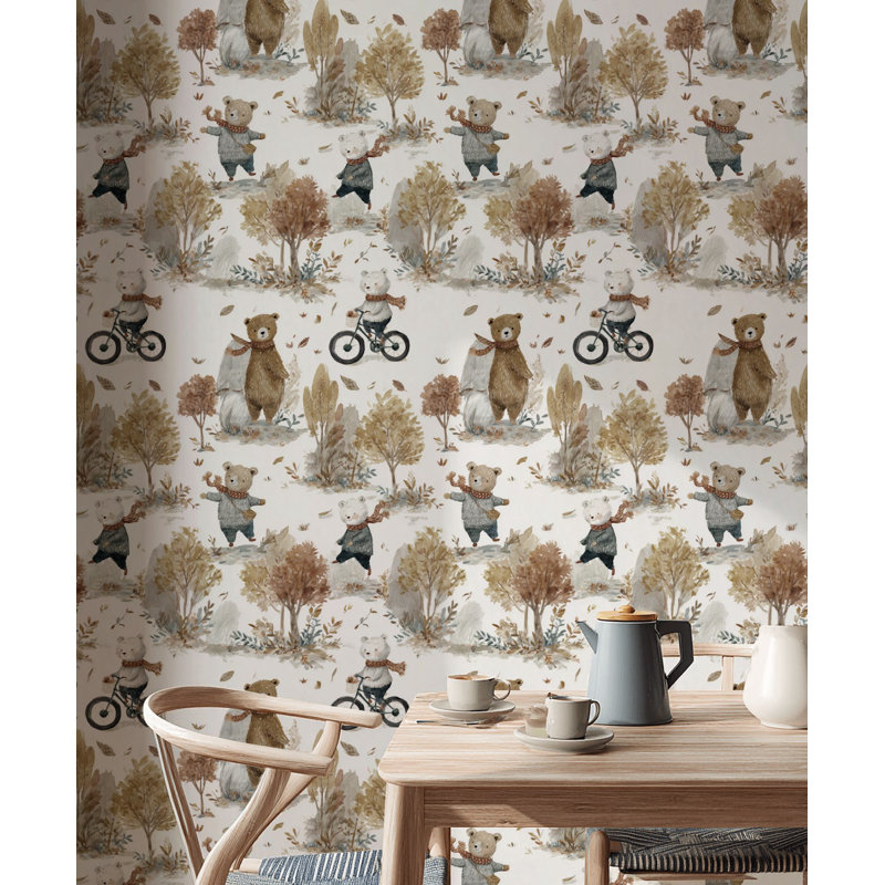 Murale de bicyclette Whimsical Forest, Peler et coller