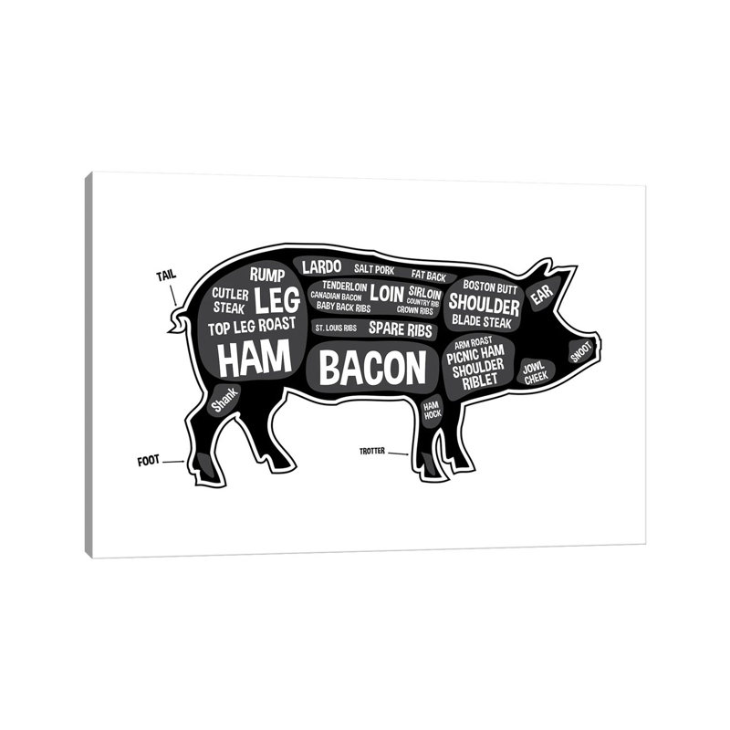 Imprimé cochon boucher, H 26 po x l 40 po x 1,5 po