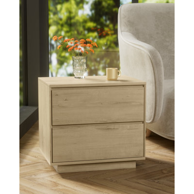 21.6" Wide Farmhouse 2-Drawer Nightstand – Wood Grain Finish, Compact Bedside Table