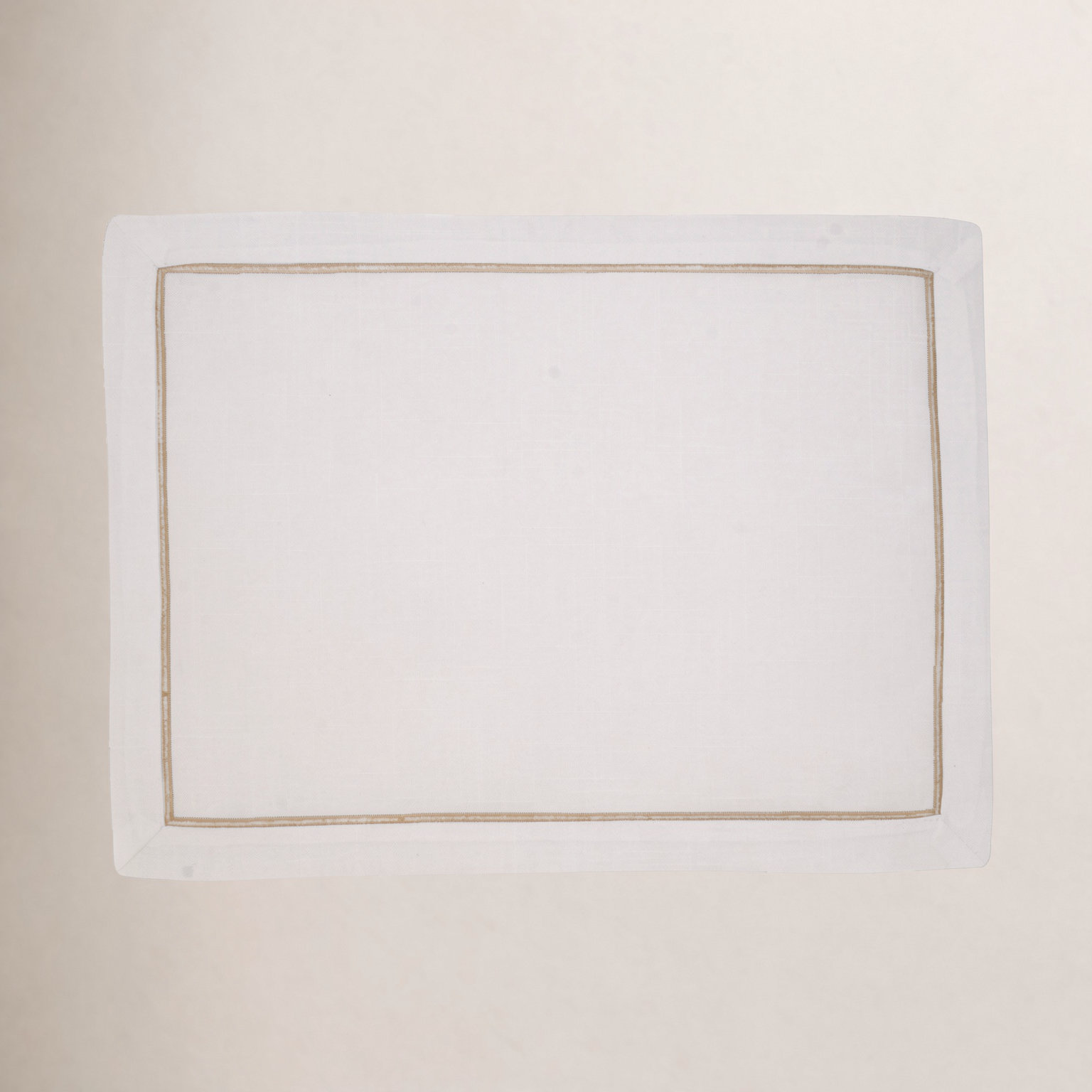 Embroidered Line Design Placemat (Set of 4), Cream