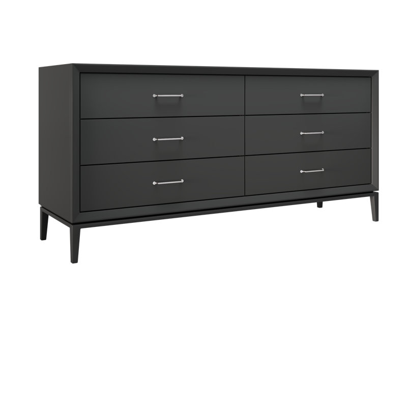Alexandra Double Drawer Bath Vanity, Off Black, Polished Chrome, 72"