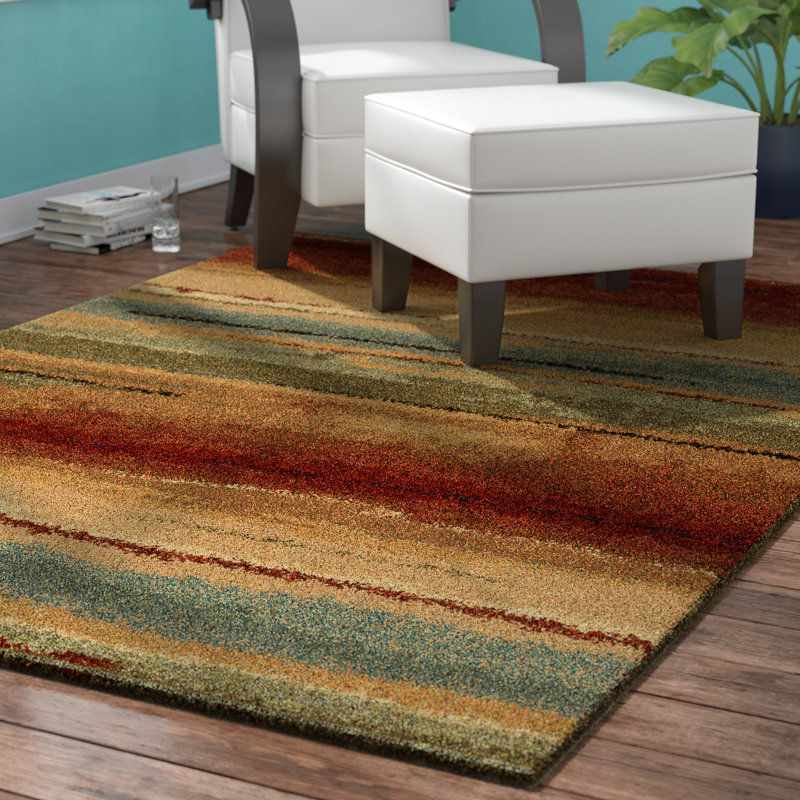 Sybill Striped Multi Stain Resistant Area Rug, Rectangle 3'11" x 5'5"