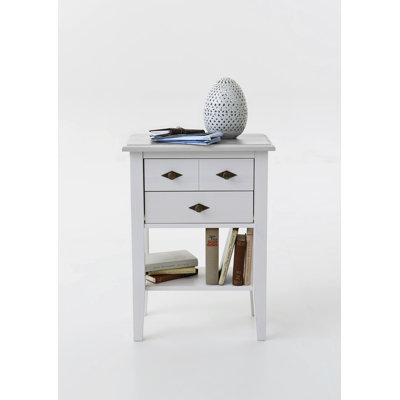 Kelly Solid Wood Top Rectangular Side Table