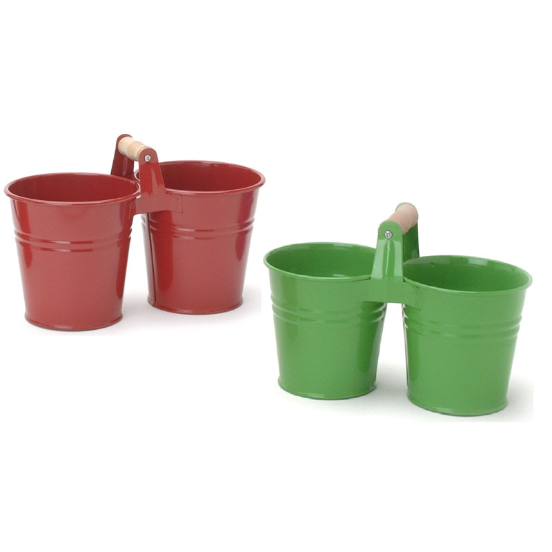 Ensemble de pots à fleurs 2 pièces Calum Roxboro, Vert pomme / rouge