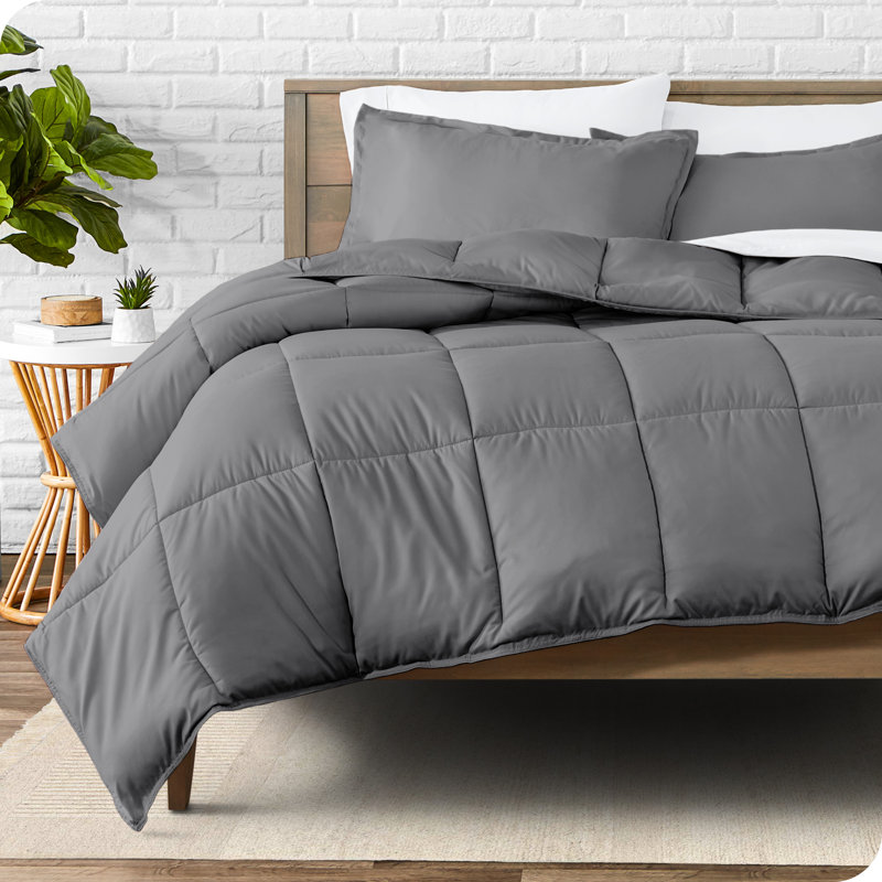 Ensemble d'édredon ultra-doux toutes saisons, Édredon surdimensionné pour grand lit et 2 taies, Bleu cendré