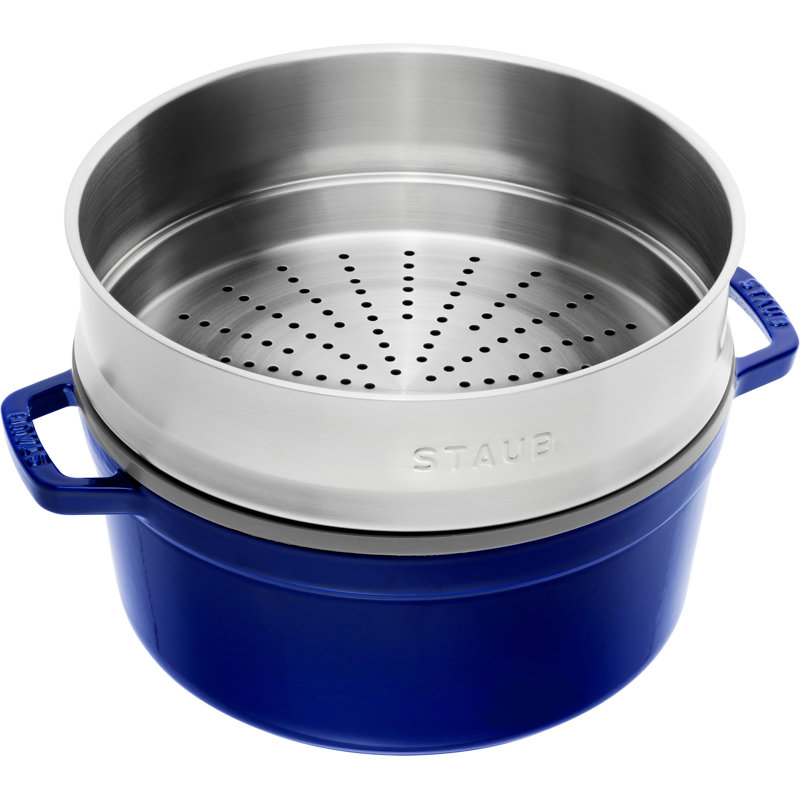 STAUB 5.2 l Cast Iron Round Casserole Dish with Lid, Blue