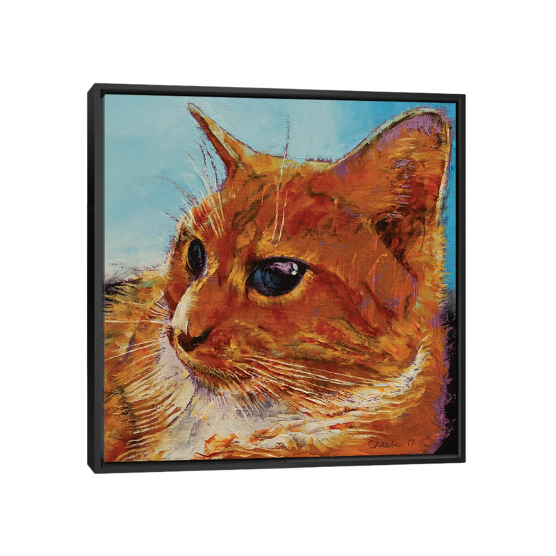«Orange Tab», impression sur toile tendue, H 18 po x l 18 po x P 1,5 po, Toile avec cadre noir, Pas de tapis