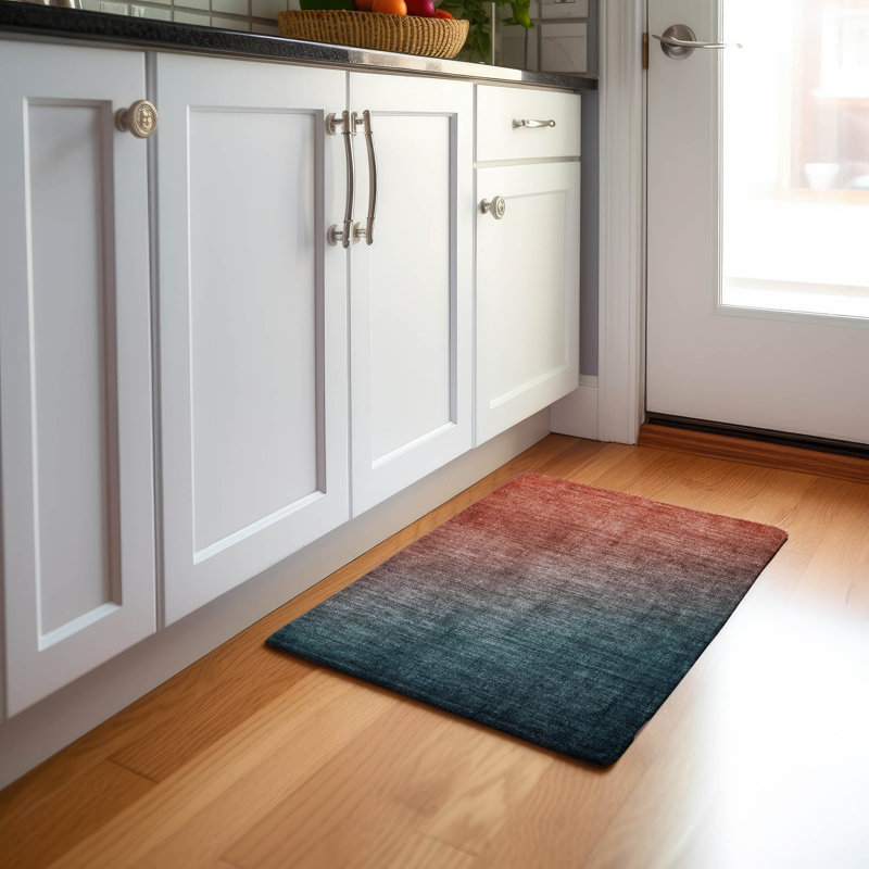 Premium Machine Washable Cerrito AMF569 Teal Rug, Rectangle 1'8" x 2'6"