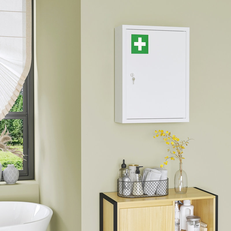 Kleankin 16" X 21" Wall Medicine Cabinet With Lock