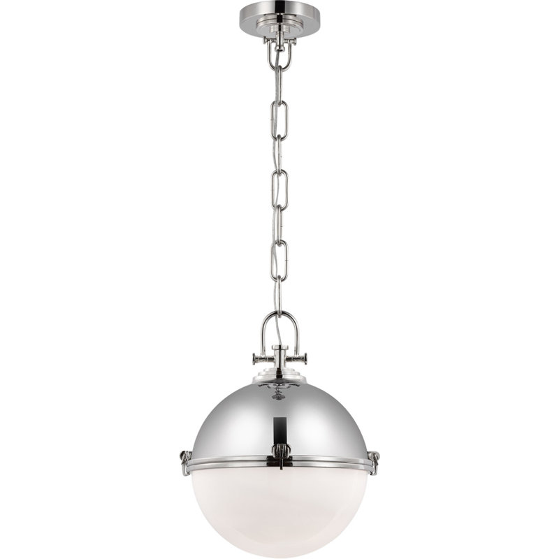 Chapman & Myers Adrian Globe Pendant, 17.5" H x 14" W x 14" D, Polished Nickel