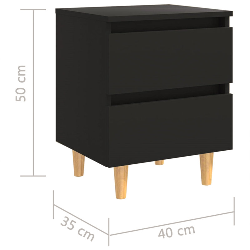 vidaXL Bed Cabinet Engineered wood, Solid pinewood, Black