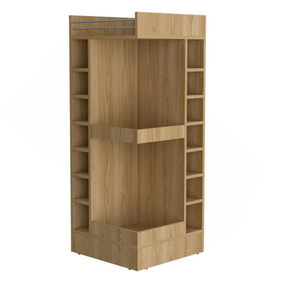 Corner Bar Cabinet with Wine Rack and Open Shelf