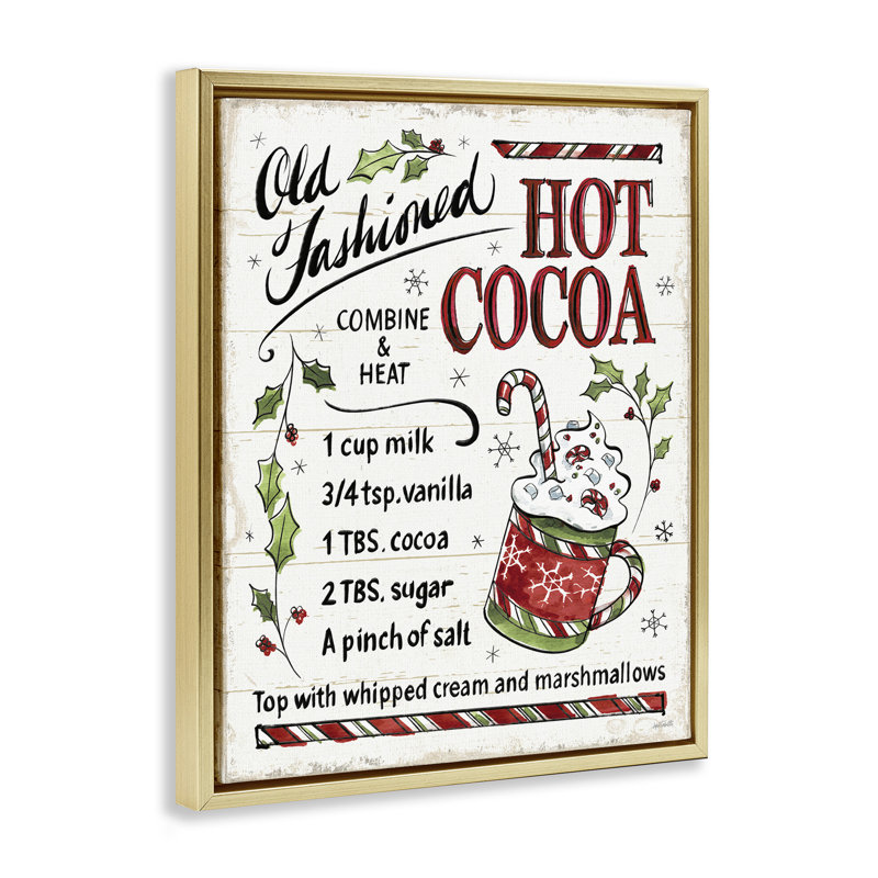 Art mural sur toile «Old Fashioned Hot Cocoa Holiday Instructions» par Anne Tavoletti, H 17 po x l 21 po
