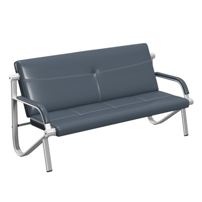 66.14"W Faux Leather Seat Reception Chair With Metal Frame