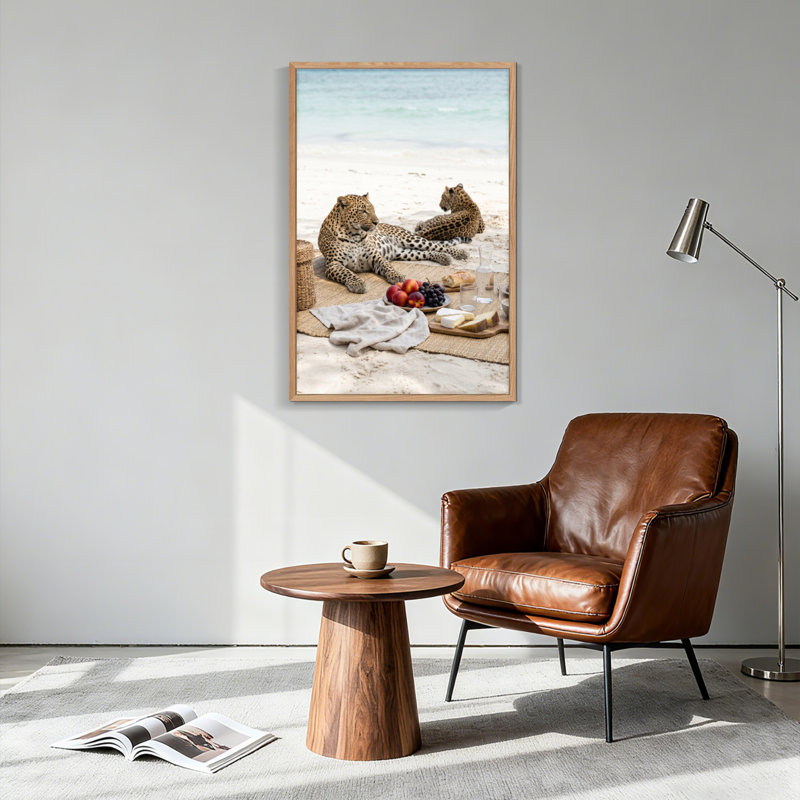 Ensemble de 1 tableau sur toile « Plage léopard », 48"H x 36"W, Natural