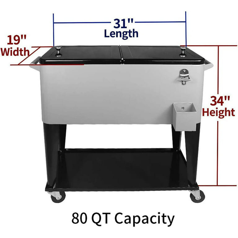 MeetingHome 80 Quarts Ice Chest with wheels, Silver