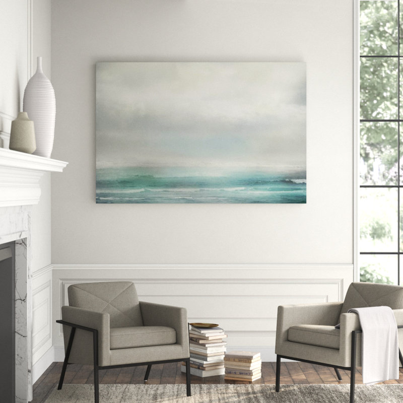 Misty Ocean Print by Mari Urasawa, Glass Coat, 47" H x 70" W x 1.5" D