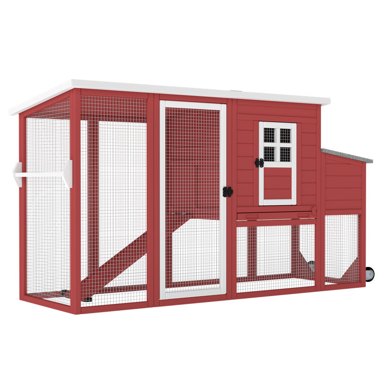 Boîte de nidification avec poulailler 75 po Gyta, Rouge