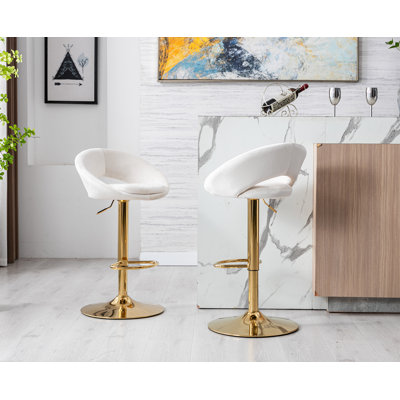 Kshaun Swivel Upholstered Adjustable Height Counter Stool with Metal Frame