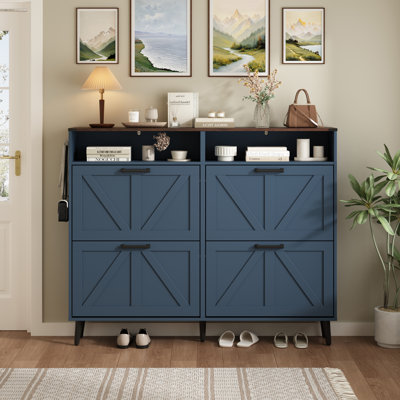 Flip Door Shoe Storage Cabinet with Adjustable Shelves