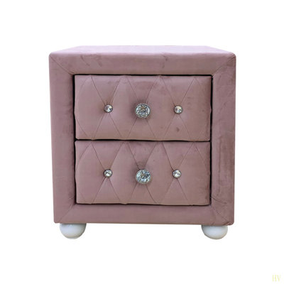 Table de chevet rembourrée avec deux tiroirs de rangement