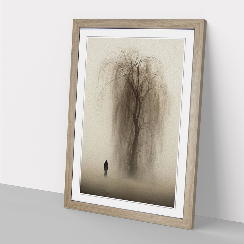 Weeping Willow Minimalism - Framed Print, Oak Framed, 64cm H x 46cm W