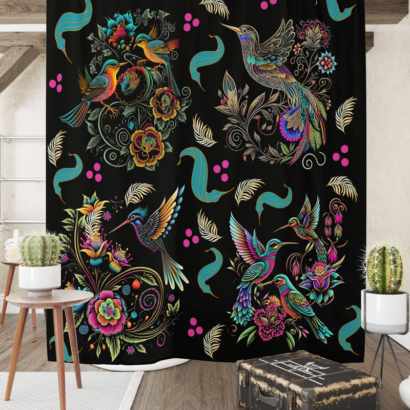 Floral Shower Curtain,  93" H x 70" W 