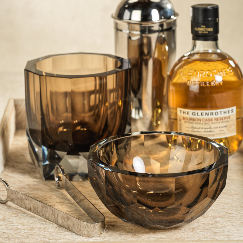 Bol en verre taillé Valmorel, Brun noisette