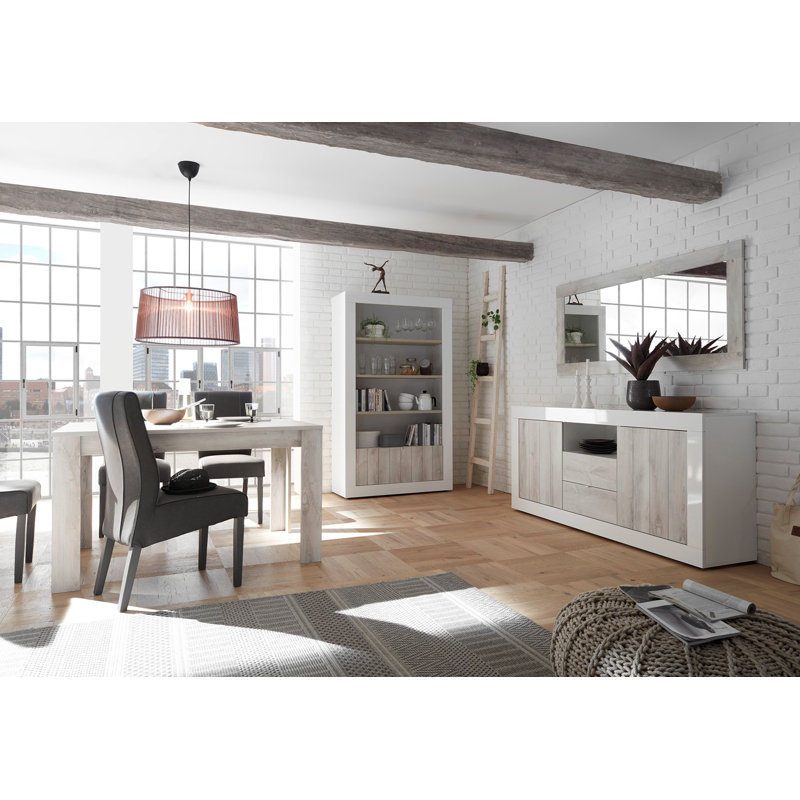 Hisey 184 Cm Wide 2 Drawer Sideboard, White/Pine