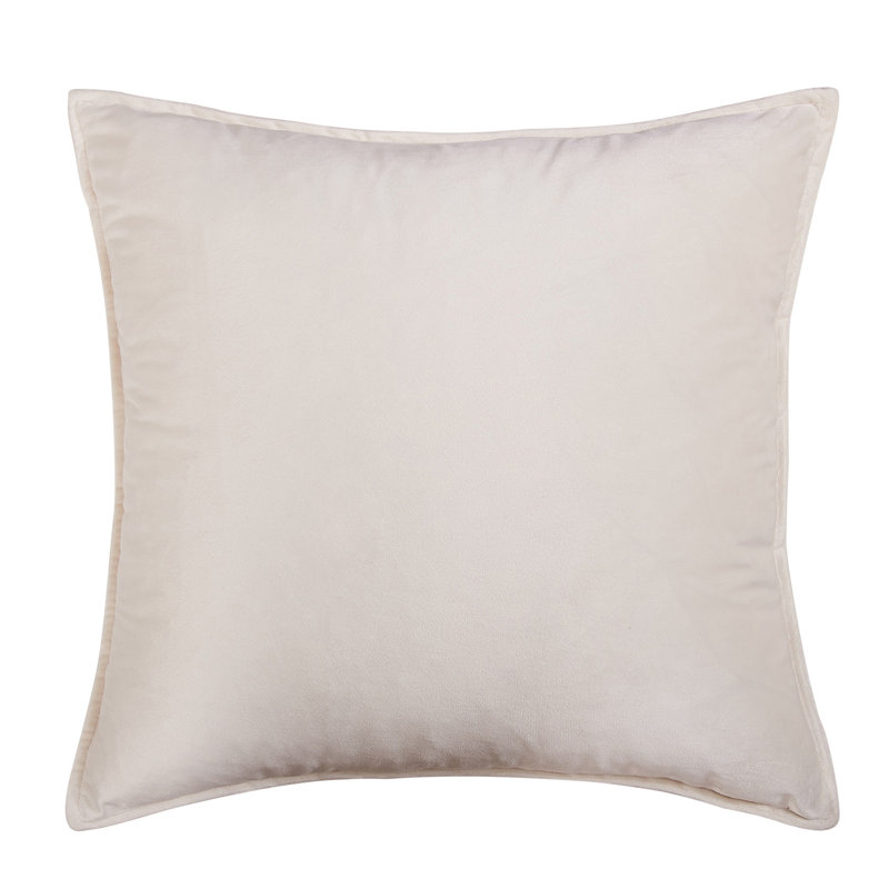 Housse et insert de coussin carré en velours , Crème, crème, H 18 po x l 18 po