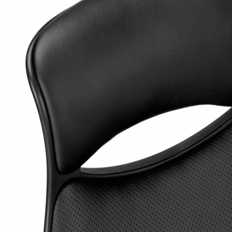 Chaise de bureau, hauteur réglable, pivotante, ergonomique, accoudoirs, bureau d'ordinateur, bureau, aspect cuir noir, métal noir, contemporain, moderne