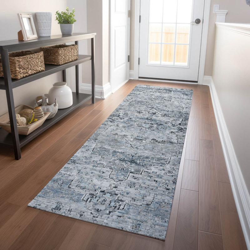 Machine Washable Indoor/Outdoor Xhevrie Sky Rug, Runner 2'3" x 7'6"