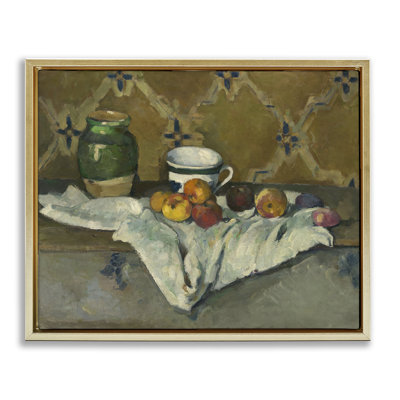 Classical Cezanne Still Life Gray Framed Floater Canvas Wall Art by one1000paintings