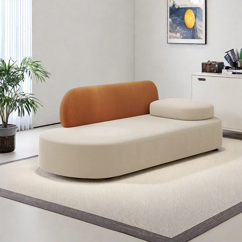 Light luxury style comfortable lounge chair, Right Hand Facing, Orange/Beige