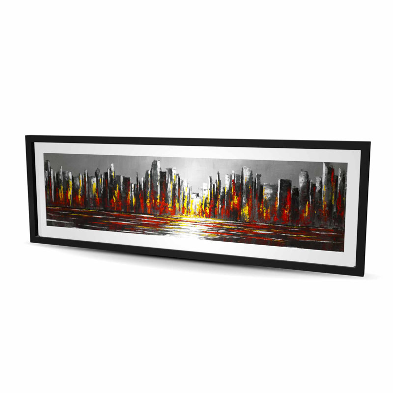 Abstrait rouge horizon - bâtiment gris avec imprimé mat pour la décoration, H 60 po x l 20 po, Noir