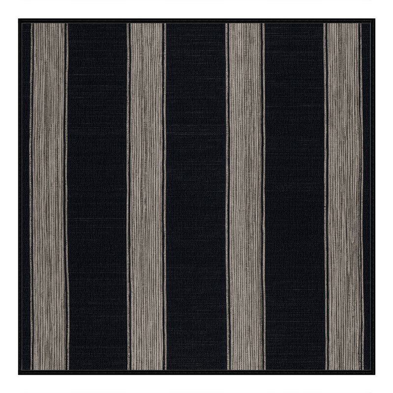 Machine Washable Horizontal Stripes Gray Area Rug, Square 4'