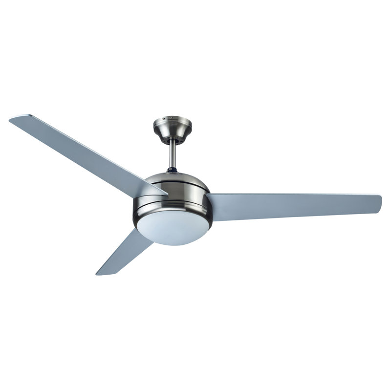 Farmingville 52'' Ceiling Fan with Light Kit, Satin Nickel with Silver Blade, Wall Control