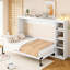 Lit double avec bibliothèque, structure blanche. Option d'économie d'espace. Rangement varié. Pas de boîte à ressorts. Assemblage simple Epsilons-932803851